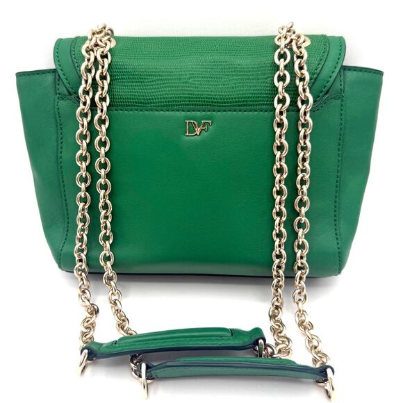 Diane von Fürstenberg DVF 440 Mini Shoulder Bag Emerald Green Leather Chain - Picture 3 of 16